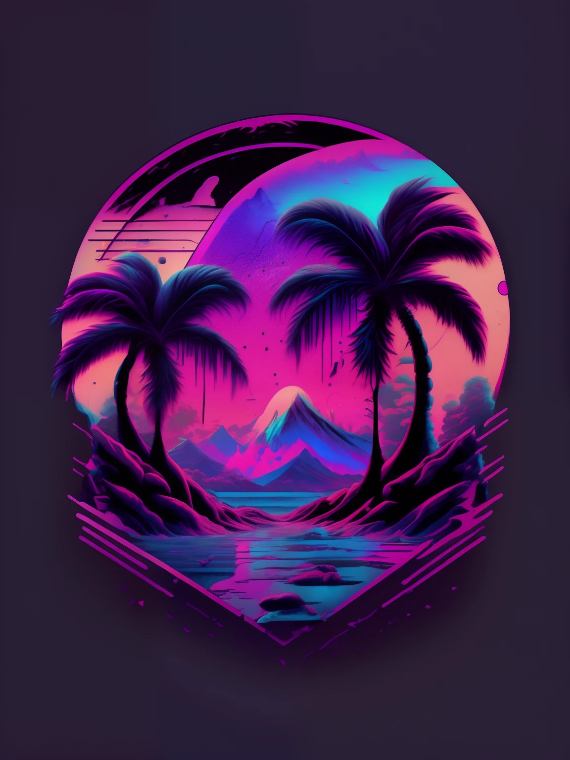 Conception du logo, Style Vaporwave, aesthetics, froid, triste, Style Lofi, Ultra detailded, background, paysage, highly detailed, 8k, Disque dur