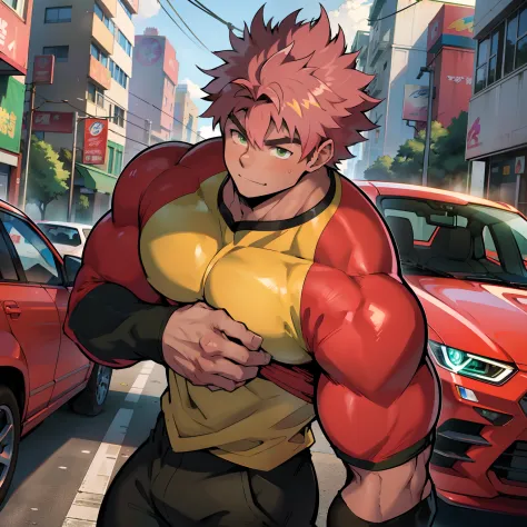 Anime style art)), Extremely muscular masculine character