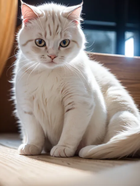 there is a cat that is laying down on a table, beautiful white glowing eyes, with glowing yellow eyes, beautiful glowing eyes, Bright glowing eyes like LEDs, Glowing orange eyes, bright glowing eyes, white glowing eyes, beautiful light big eyes, with glowi...