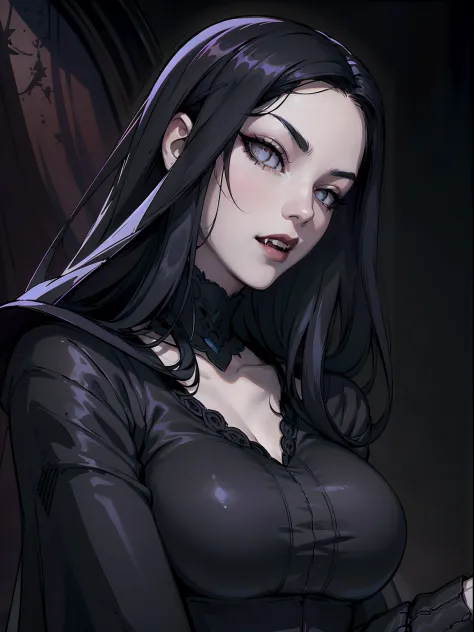 absurdres, ((stunning female Vampire))), goth Renaissance, (long black hair:1.3), perfect and detailed angular sharp oval shaped...