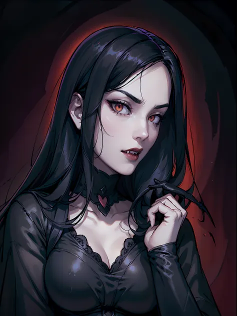 absurdres, ((stunning female Vampire))), goth Renaissance, (long black hair:1.3), perfect and detailed angular sharp oval shaped...