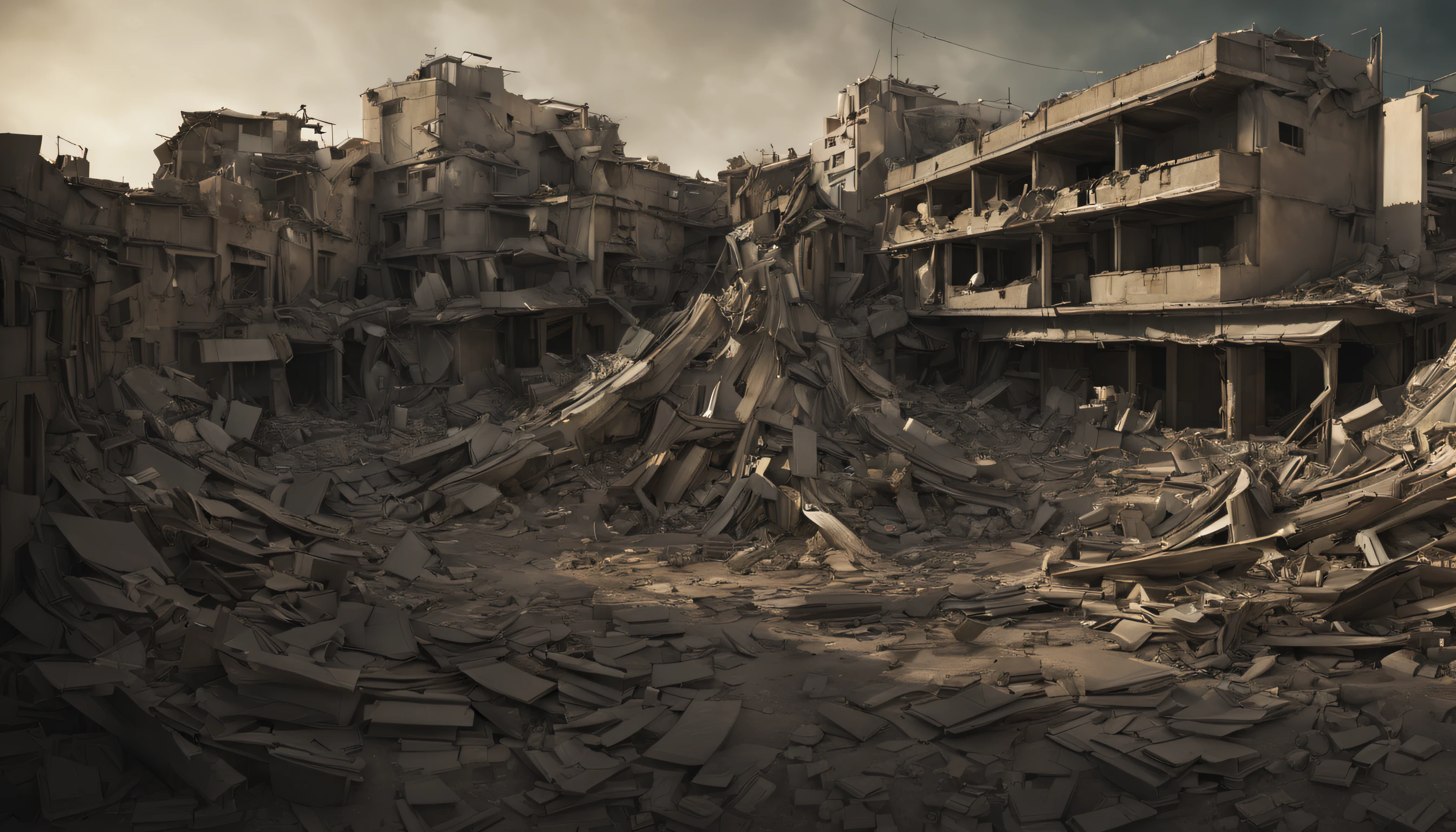 Israeli city destroyed with structures collapsing after war, fotografia ...