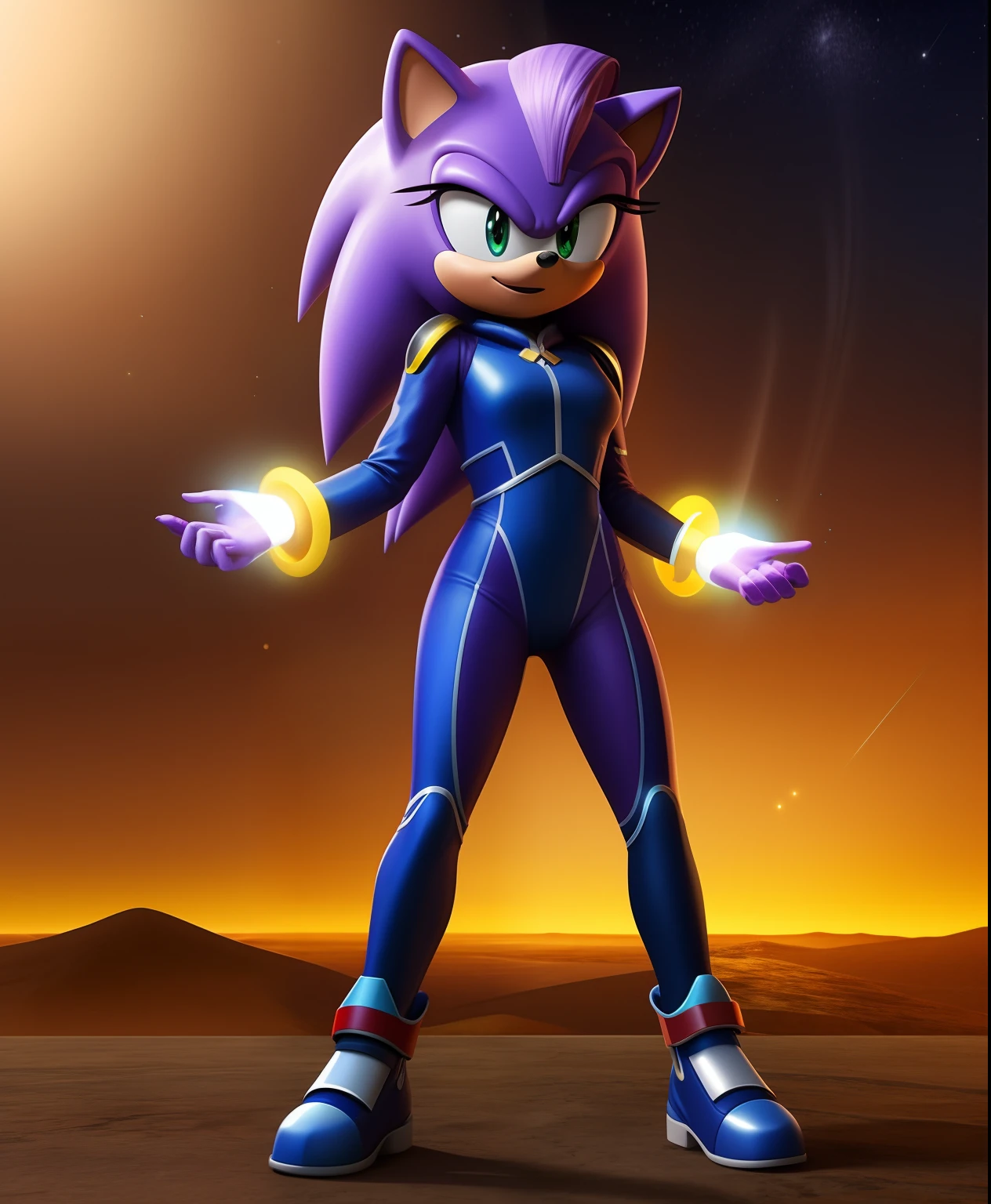 A cartoon character of a sonic girl in a space suit - SeaArt AI