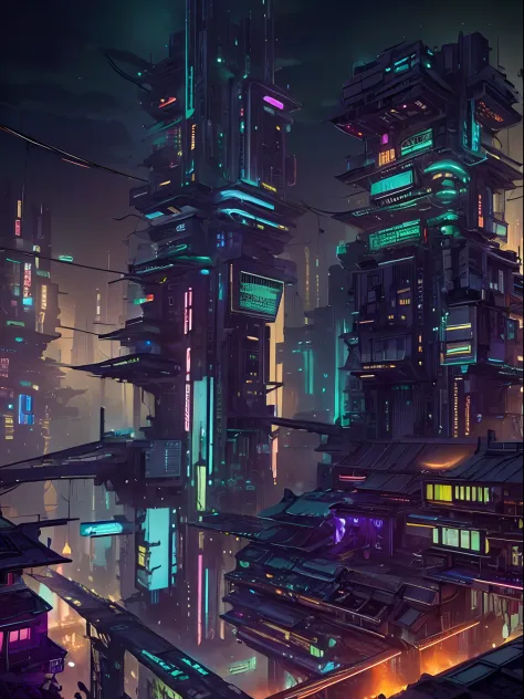 unfz3n-style cyberpunk city at night