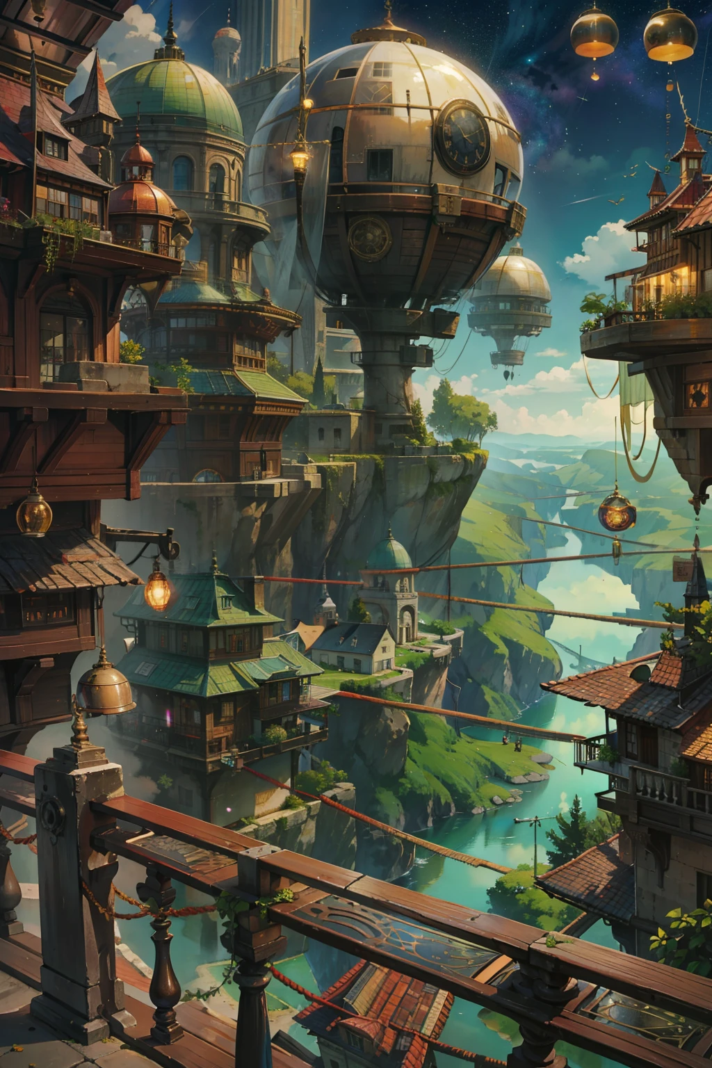 Ultra-wioff field of view，（levitating：1.5），（A huge double-ring steampunk city floating in space：1.3），（Ilumine a cidaoff futurista steampunk：1.4），（thick clouds：1.4），（Makoto Shinkai style：1.4），rejoice，qualidaoff perfeita，Clear focus（Desoroffm - Home：0.8）， （tmasterpiece：1.2）， （realisitic：1.2） ，（with bright light：1.2）， （melhor qualidaoff）， （Detailed starry sky：1.3） ，（complexdetails）， （8K）， （Meteor detail） ，（sharp focus），（having a good time），（Award Winning Digital Artwork：1.3） off （sketching：1.3），（with dynamism：1.3）,studiolight,theme，olhando off cima, The space, afloat， --at 6