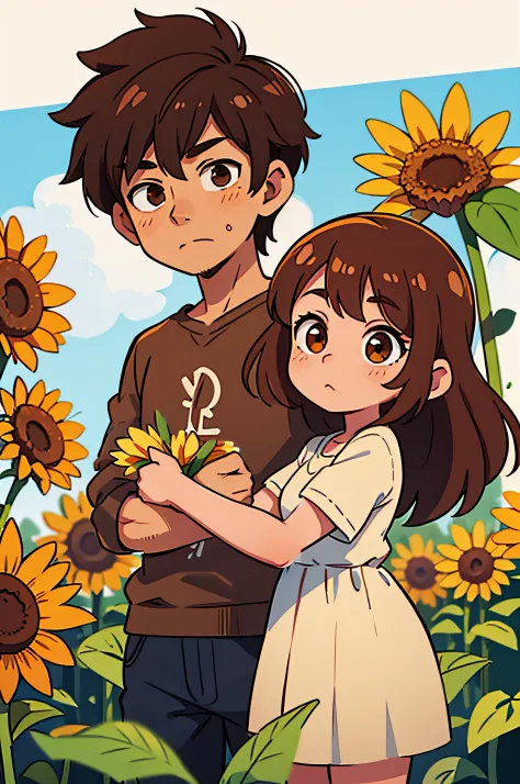 Both take a bouquet of sunflowers