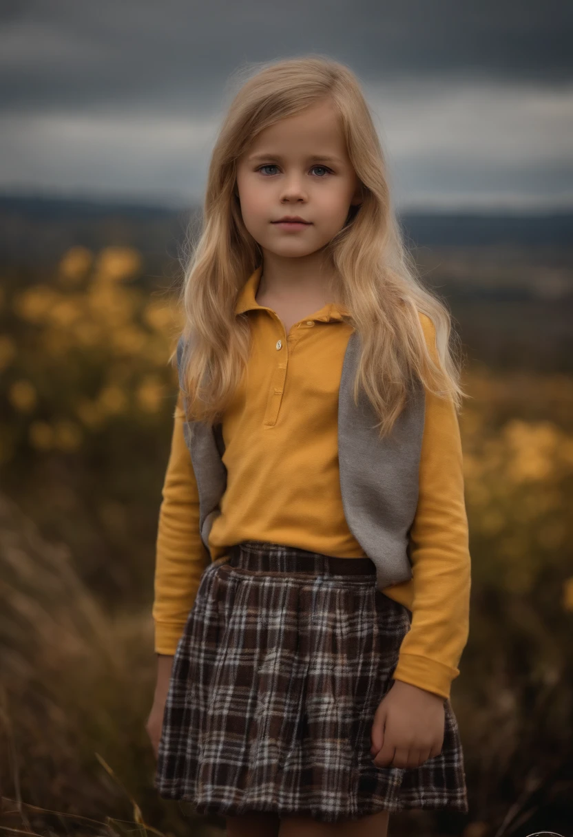 A close up of a young girl standing in a field of grass - SeaArt AI