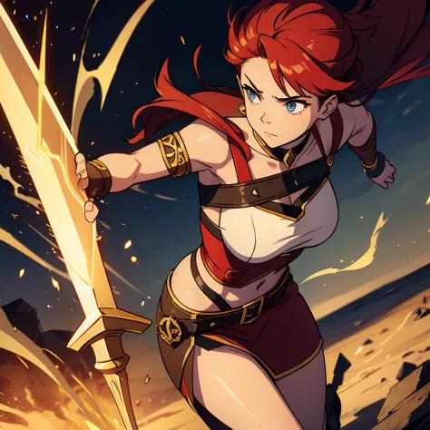 Warrior woman with a broken sword