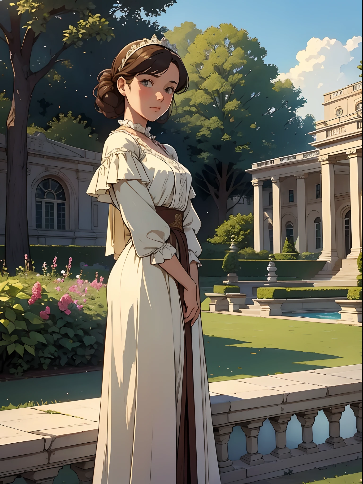 девушка из 1910 года, сад, дворец