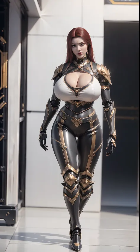 (1GIRL,SOLO:2), (super detailed face), ((BIG BUTTOCKS, HUGE FAKE BREASTS:1.5)), (CLEAVAGE TOP:1.5), (MUSCLE ABS FEMALE:1.4), (MECHA GUARD ARM:1.5), ((WEARING BLACK RED OVERWATCH MECHANICAL SHINY HEAVY ARMORED CROP TOP, BLACK MECHA SKINTIGHT SUIT PANTS, MEC...