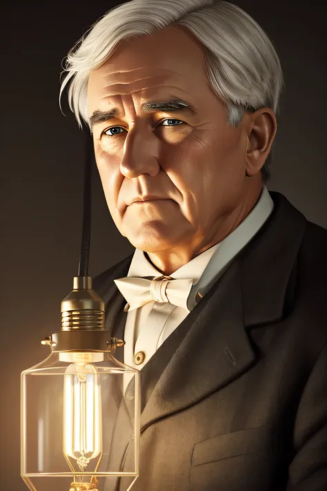 (nffsw:1.25), Illustration portrait Thomas Edison, art  stations, .CGI_Animation,