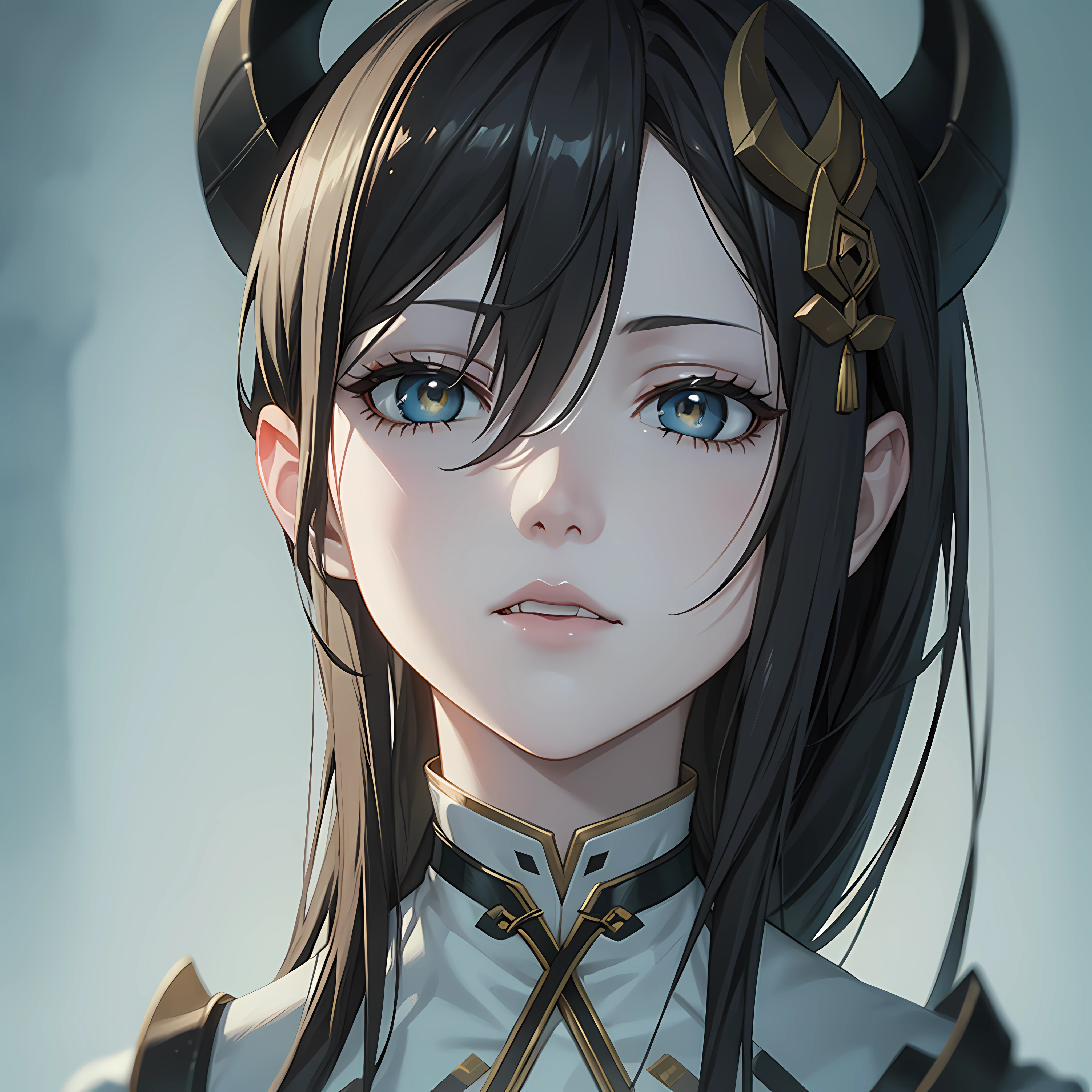 um close de uma mulher com chifres e cara de demônio, arte digital inspired by Li Mei-shu, vencedor do concurso cgsociety, arte digital, albedo de overlord, retrato de onmyoji, DeviantArt Artstation CGScosiety, fanart melhor estação de arte, badass anime 8 k, retrato gapmoe yandere sombrio, Viúva