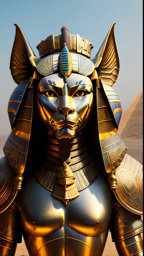 Animalrizz   (( sphinx )) 10, masterpiece, highres, Absurd,photorealistic portrait, Parley_armature,Egypt, Sphinxes in armor ,Wear Parley_armature, Massive futuristic armor, running, move,