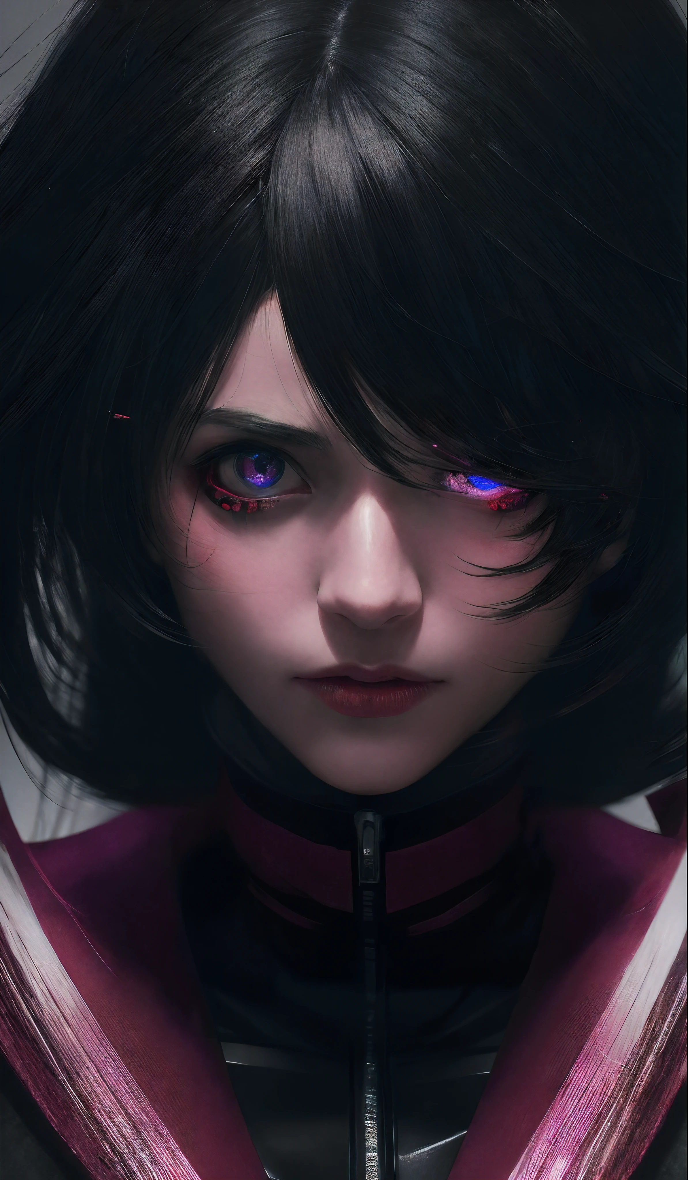 Personagem de anime com sangue escorrendo dos olhos e cabelo preto, Estilo anime 4K, com olhos vermelhos brilhantes, papel de parede de anime 4k, Gapmoe Yandere Grimdark, Retrato Gapmoe Yandere Grimdark, papéis de parede de anime 4k, Papel de parede de anime 4k, Papel de parede de arte anime 8K, Badass Anime 8K, Papel de parede de arte anime 4K, Papel de parede de arte anime 4K,