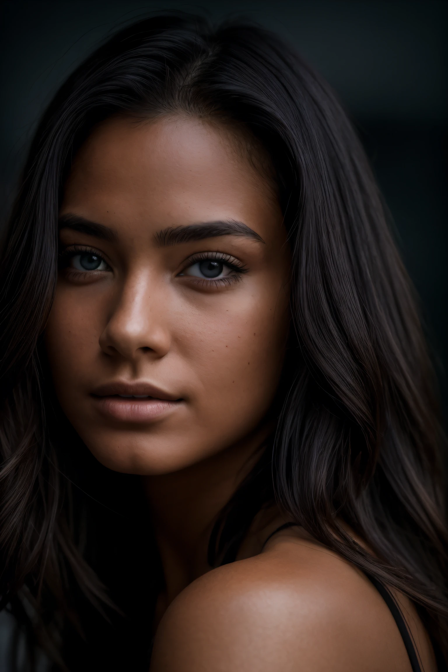 (close-up, editorial photograph of a 21-year-old woman), (highly detailed face:1.4) (smile:0.7) (background inside dark, moody, private study:1.3) POV, by Lee Jeffries, Nikon d850, film stock photograph ,4 Kodak Portra 400 , camera f1.6 lens , rich colors ,hyper-realistic ,lifelike texture, dramatic lighting, cine still 800, Hawaii beach, woman, black bikini,back view, landscape, side picture, beautiful eyes,