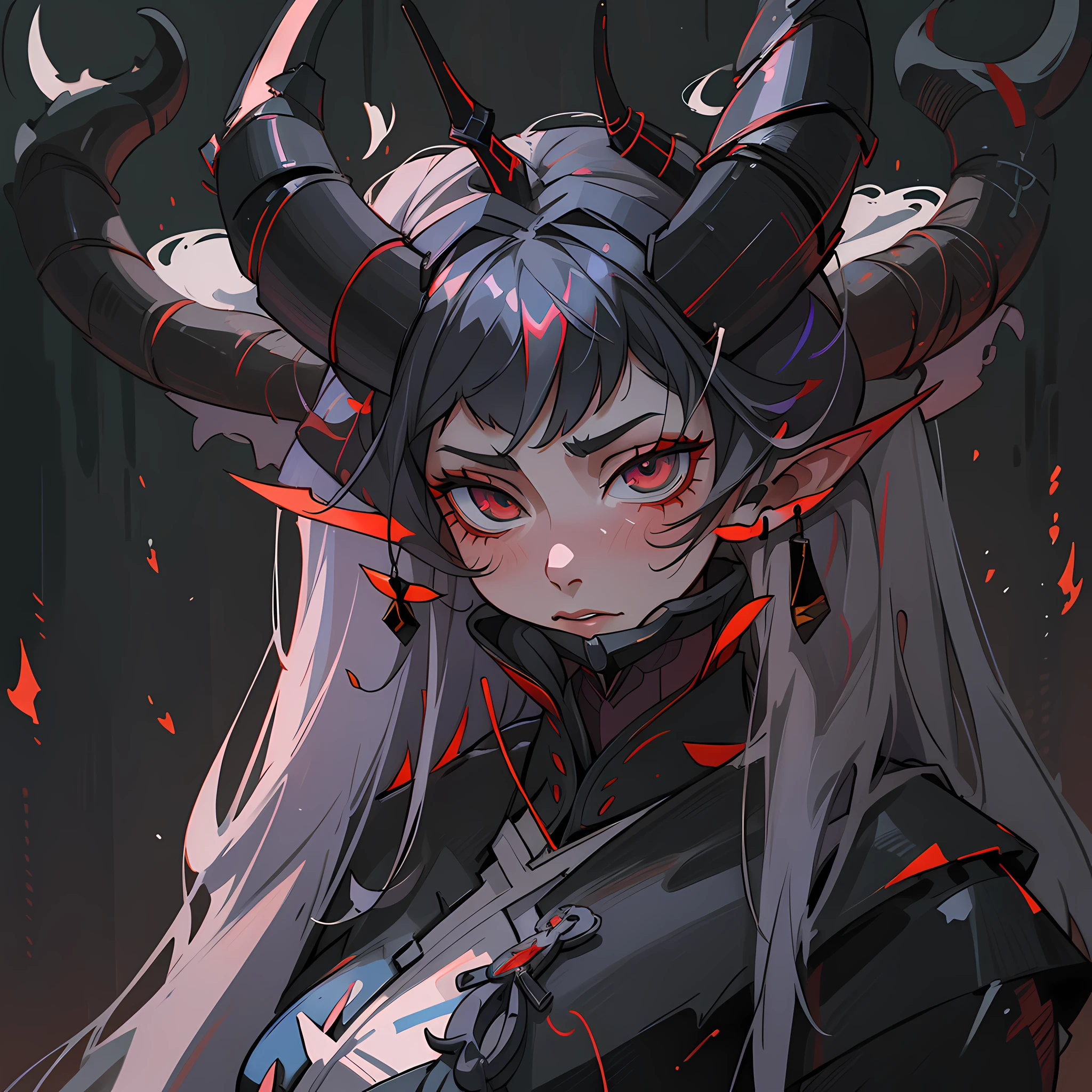 um close de uma mulher com chifres e cara de demônio, arte digital inspired by Li Mei-shu, vencedor do concurso cgsociety, arte digital, albedo de overlord, retrato de onmyoji, DeviantArt Artstation CGScosiety, fanart melhor estação de arte, badass anime 8 k, retrato gapmoe yandere sombrio, Viúva