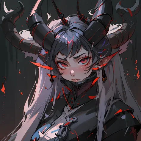 a close up of a woman with horns and a demon face, digital art inspired by Li Mei-shu, cgsociety contest winner, digital art, al...