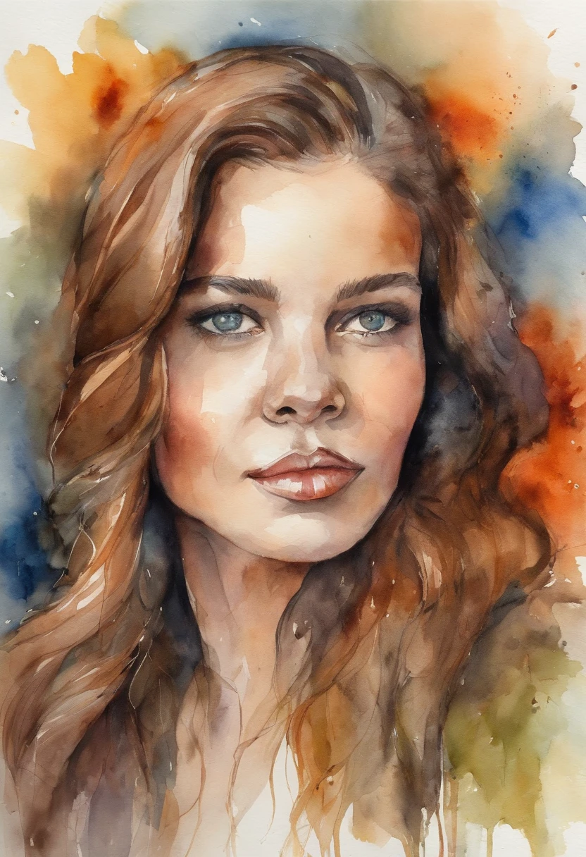 A painting of a woman with long hair and blue eyes - SeaArt AI