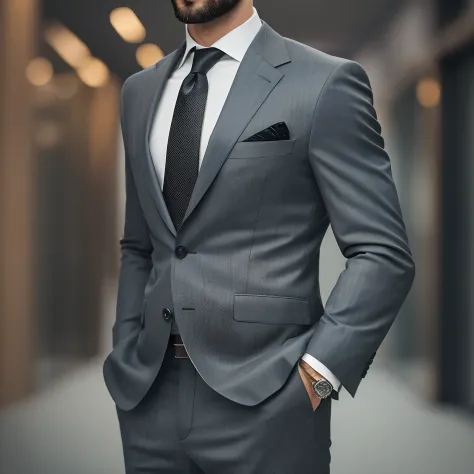 man in suit, wearing black business suit, with black beard, well groomed model, showing face, professional profile picture, busi...