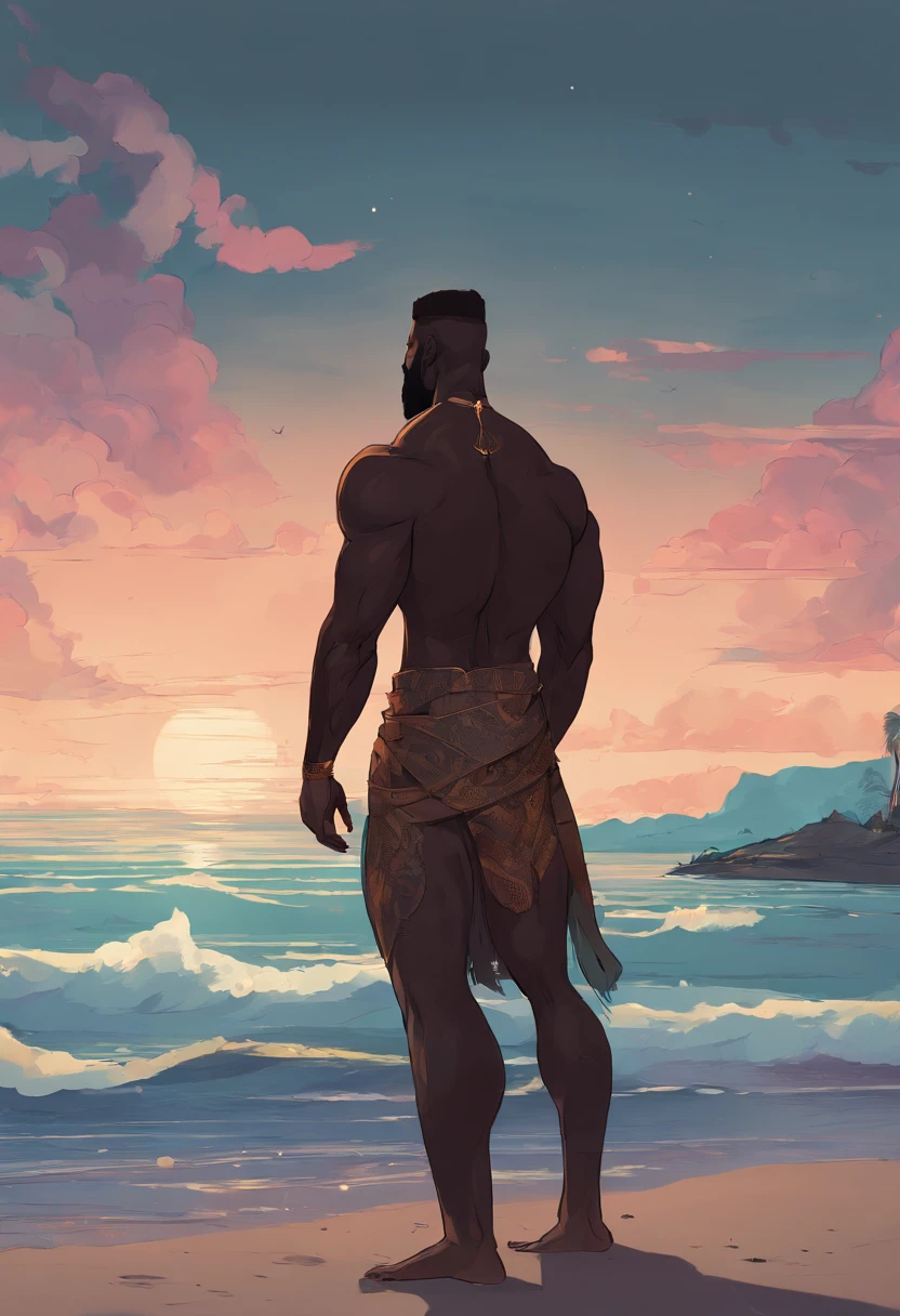 A man standing on the beach looking out at the ocean - SeaArt AI