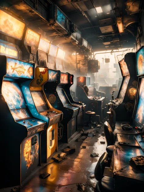 a run-down online arcade game arcade retro scene, otgo austin metal wiring, iris van buren, karol bak, beksiński's obituary, dav...