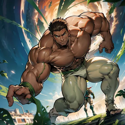 Anime style art)), Extremely muscular masculine character