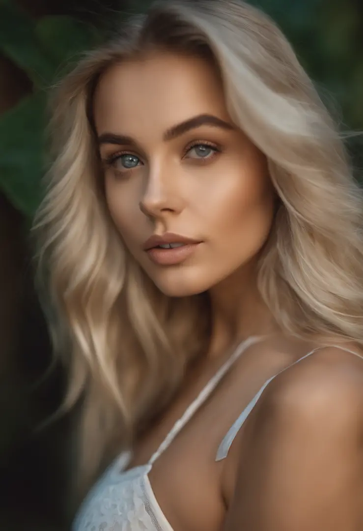 A close up of a woman with long blonde hair and blue eyes - SeaArt AI