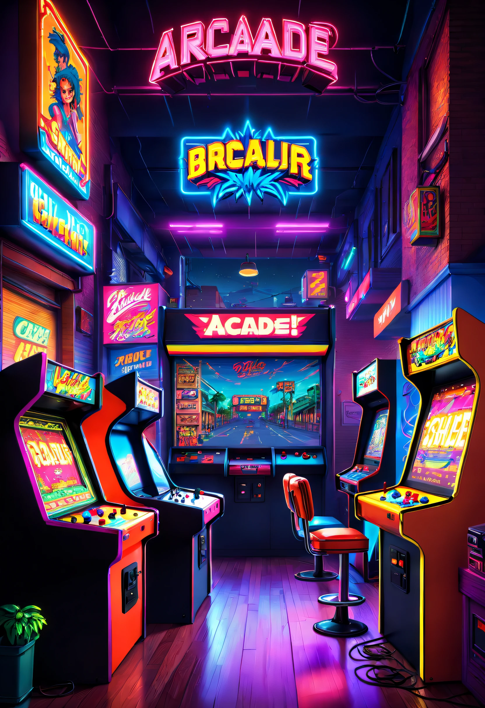 "nostalgic 80s hair, retro, arcade game, nostalgic setting, street brawler, pixel art, vibrant colors, neon lights, energetic atmosphere, arcade cabinet, high score challenge, urban street scene"