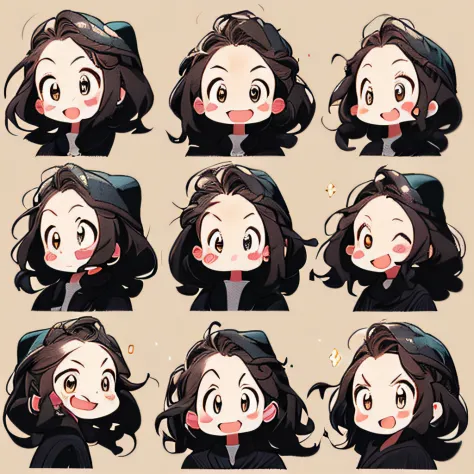 1 cute girl，9 Panel grid，9 Emotions and expressions，Disney style，8K，sheet of cute girl stickers，a individual ui design app icon Ulinterface happy delightjoyful brandnew
