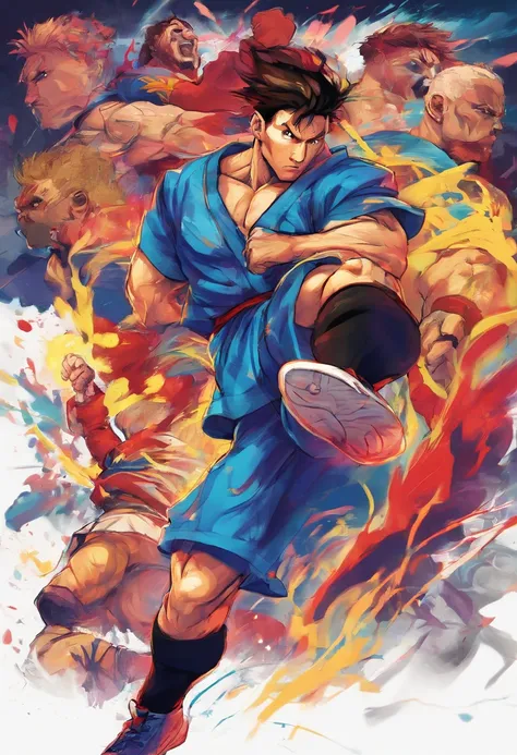 anime of messi as street fighter ryu holding hadouken - SeaArt Al ...