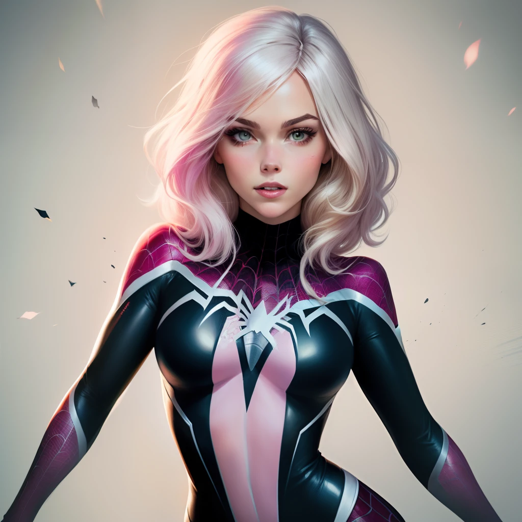 A woman in a black and pink costume with a spider - man mask - SeaArt AI