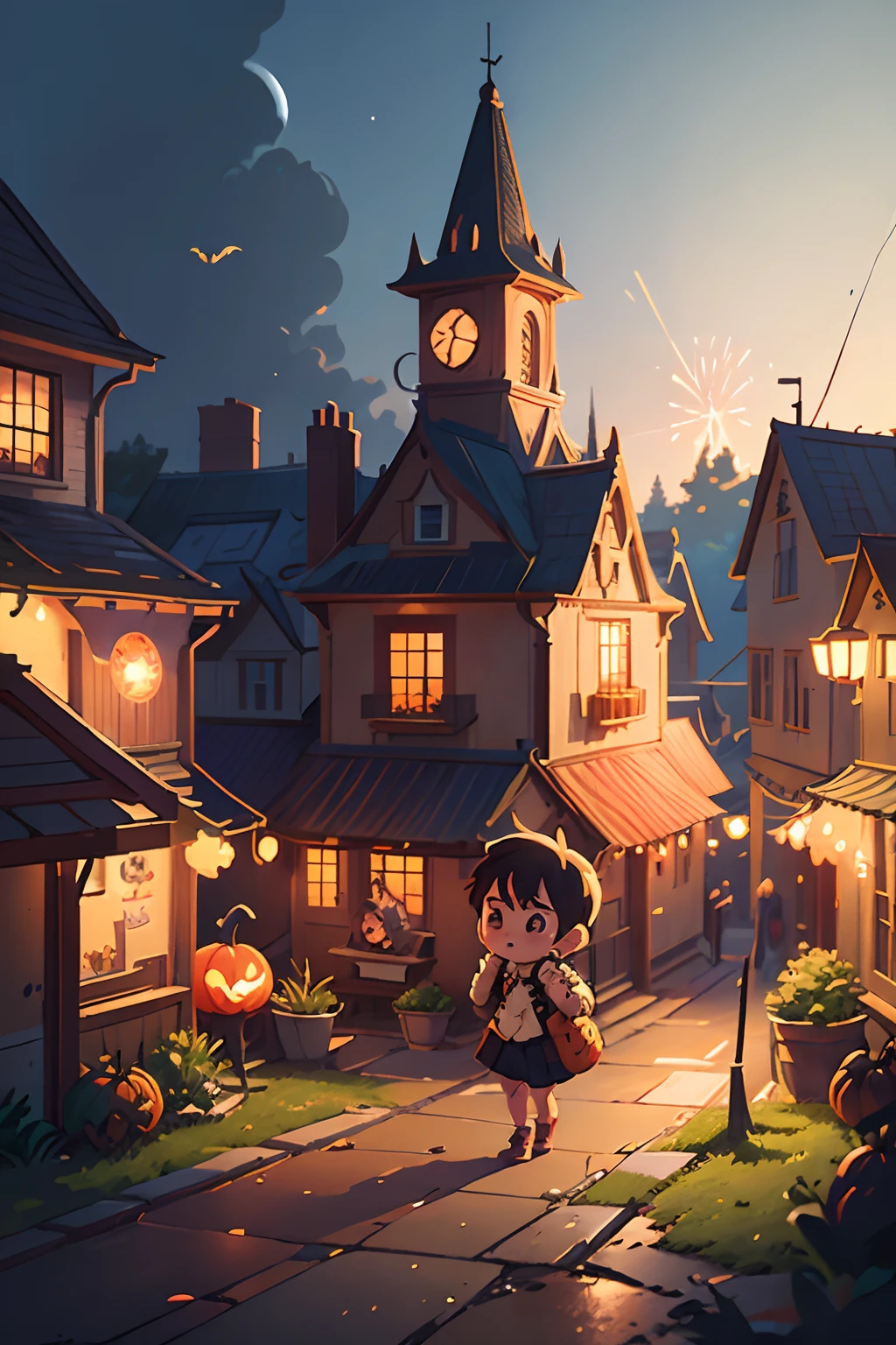 young cute witches and young cute wizards dance on halloween night. halloween pumpkins, lanterns, fireworks, bats, owls, medieval city.Anime girl walking down the street with backpack, in Makoto Shinkai style, anime cloud, Shinkai Makoto style, Makoto Shinkai Makoto Cyril Rolandor style, cosmic sky. by Makoto Shinkai, Makoto Shinkai Style, Makoto Shinkai. Digital rendering, Makoto Shinkai. Octane rendering, masterpieces, masterpieces, illustrations
INFO