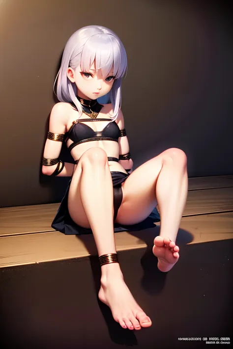(((Kama))), (Fate), ((bondage)), ((bdsm)), (bound), (tied up girl), ((bound arms)), (bound legs), ((foot focus), (anime), ((barefoot)), (no shoes), (beautiful), (Detailed Feet), (Ultra Real), (Illustration), (High Resolution), (8K), (Very Detailed), (Best ...