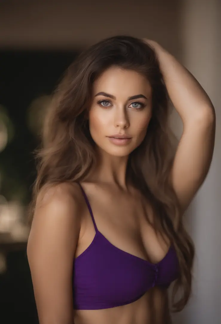 Arafed woman with matching tank top and panties, fille sexy aux yeux bruns, Portrait Sophie Mudd, cheveux bruns et grands yeux, selfie of a young woman, Yeux de chambre, Violet Myers, sans maquillage, maquillage naturel, looking straight at camera, Visage ...