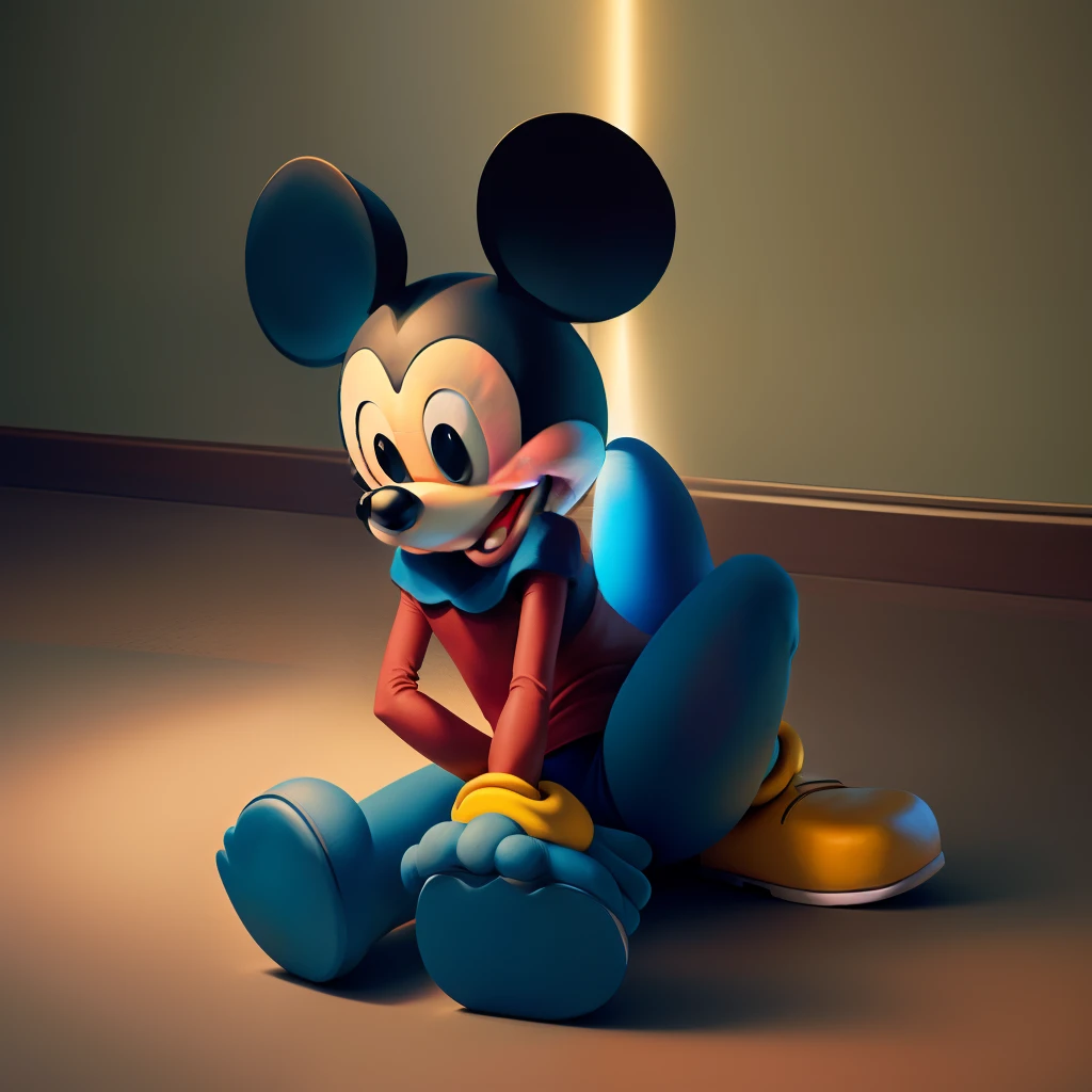 Mickey Mouse contorsionnant son corps