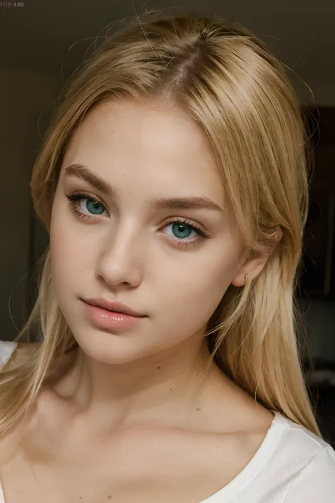 blonde 23 year old girl with green eyes and plump lips