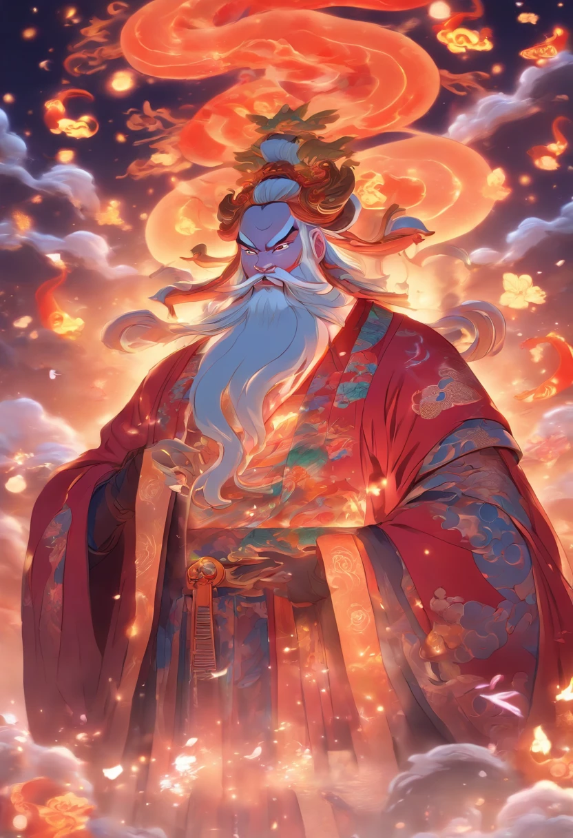 (((Pangu))) Best quality, Ultra-high resolution, 4K detailed CG, Masterpiece, God of the universe, big beard,Chinese clothing, Chinese mythology, ((stand posture)),Chinese painting style, shui mo hua, Thangka style, Aesthetic, Screen-centric