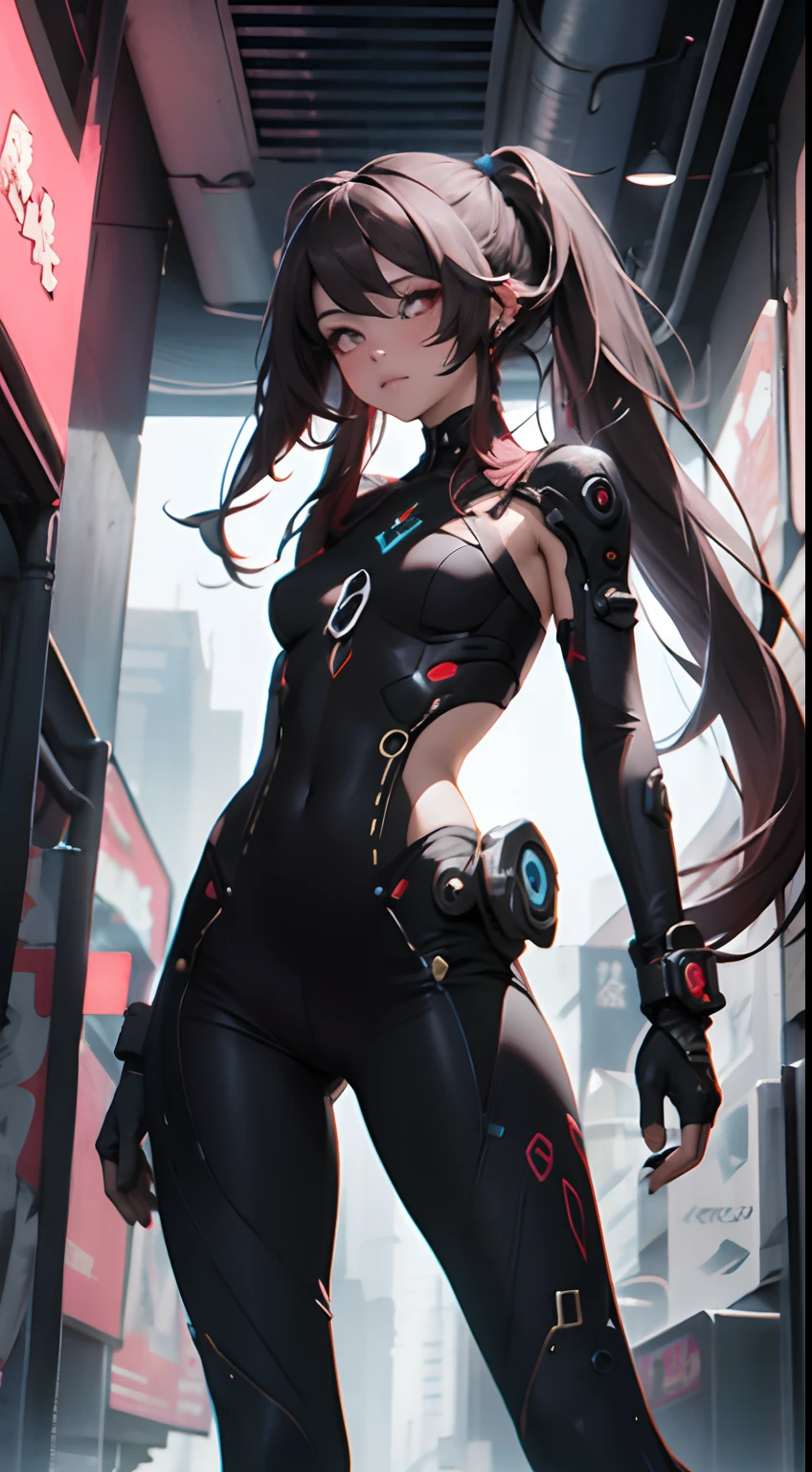 Fille Cyberpunk biotransparente, hutao,