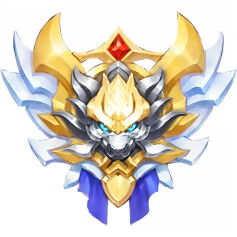 Gold and silver badge with dragon head, symetry!! portrait of akuma, style of duelyst, sliver ice color reflected armor, emblem of wisdom, mega legendary, epic legends game icon, hybrid from dynasty warriror, symmetrical portrait rpg avatar, symetry!! conc...