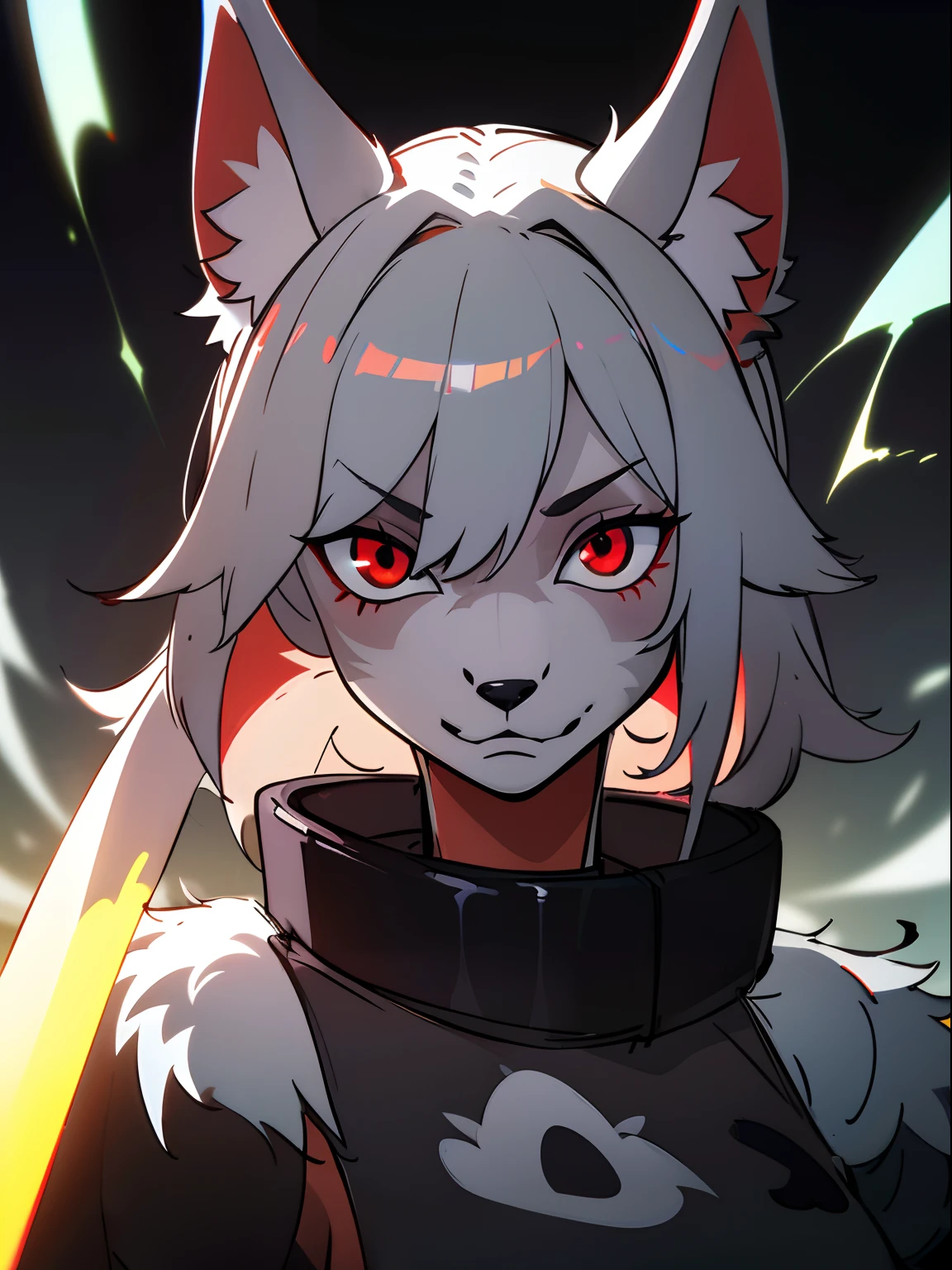 (masterpiece, best quality),altair, furry, furry female, 1girl, red eyes, animal_ears, canid, wolf, green choker, sketch, detailed fur skin, black military dress, sharp focus, fluffy, urban background,, uniform, dual tone fur, HDR, NSFW, black animal nose , ull body solo, tail, white hair, wolf_ears , 8k, (ultra realistic photograph, RAW photograph, anthro furry:1.3), furry, furry female, 1girl, red eyes, animal_ears, electricity, glowing, hair_over_one_eye, looking_at_viewer, black and white fur, sword