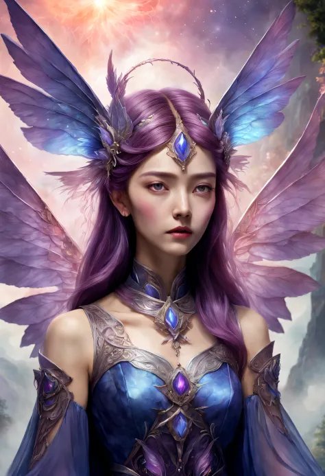 ((best quality)), ((masterpiece)), ((realistic,digital art)), (hyper detailed), Bl00m1ngF41ry female Sylph, humanoid elemental b...