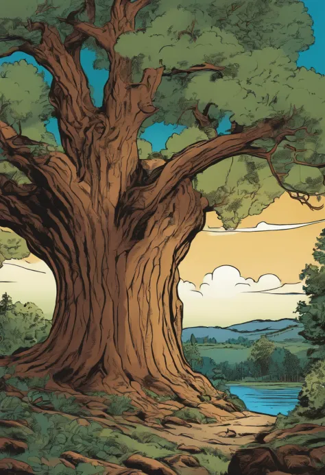 American comics《Peanut Comics》Draw a tree in the style