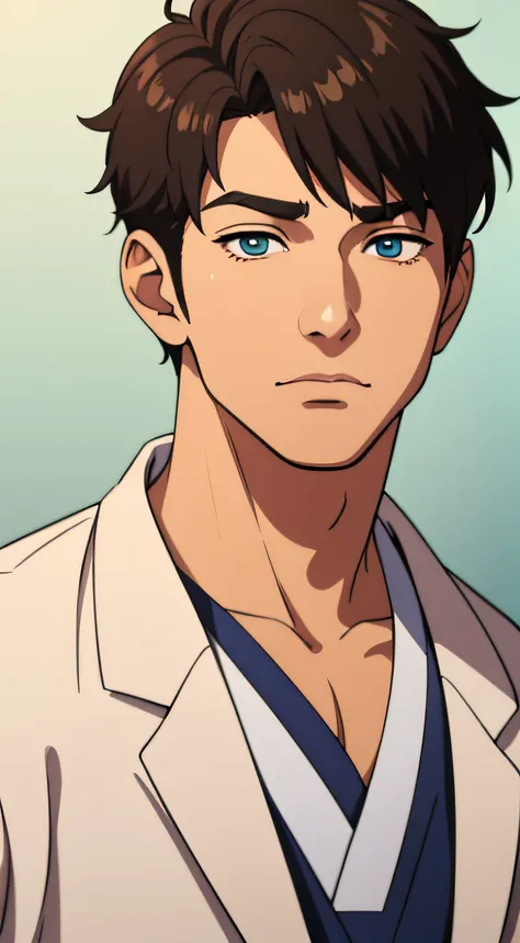 1 male doctor, anime, 29 years old, with a crew cut hairstyle, where ...