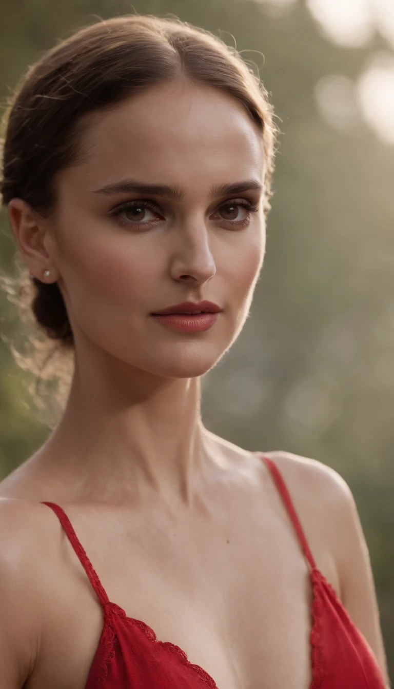 A close up of a woman in a red dress posing for a picture - SeaArt AI