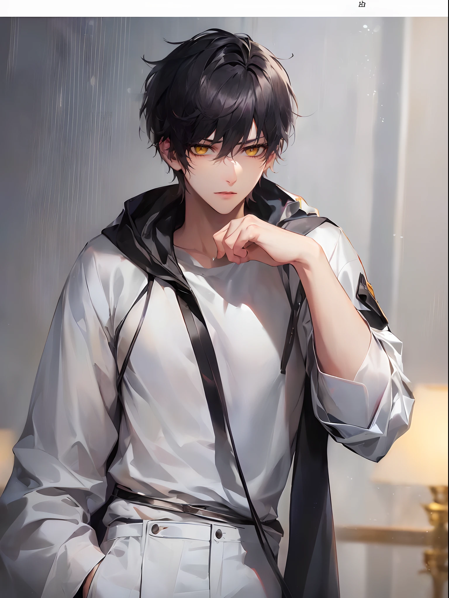 Anime boy with glasses and a white shirt posing for a picture - SeaArt AI