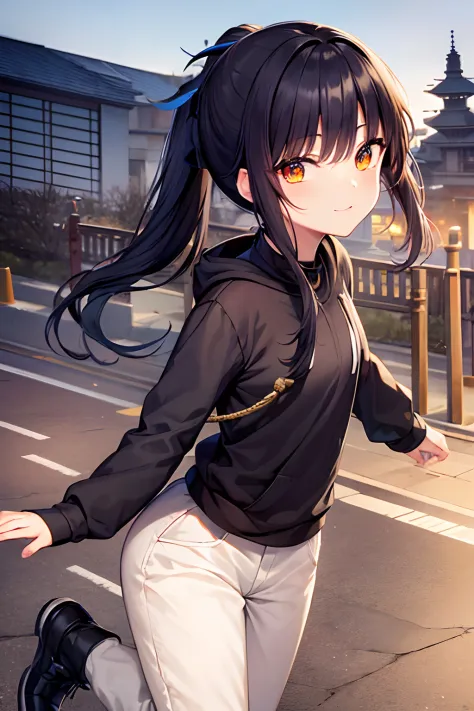 (masterpiece1.5), best quality, expressive eyes, perfect face Beautiful. Wear is Parker and swat pants. Beautiful Anime is Japanese cute girl. Japanese girl is ponytail. hair colour is black. hair style is ponytail. single eyelids. eye style is hooded and ...