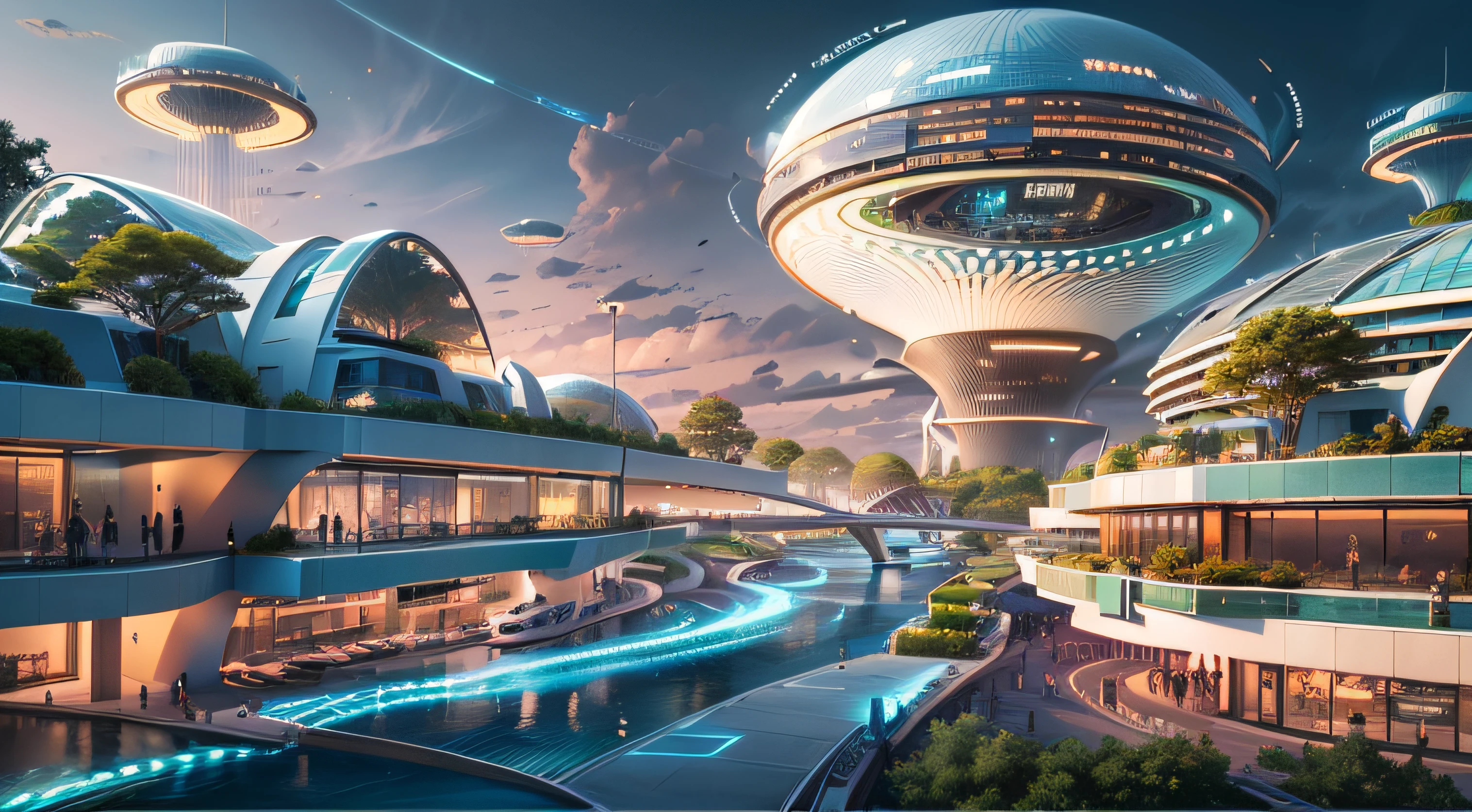 (最好的质量,4k,8千,高分辨率,杰作:1.2),极其详细,(实际的,真实感,照片般逼真:1.37),未来派漂浮城市,未来科技,巨大的城市高科技平板平台,飞艇,漂浮在空中,未来城市,周围的小型飞艇,高科技半球形平台,彩灯,先进的架构,现代建筑,摩天大楼,访问云,风景秀丽,俯瞰城市,令人印象深刻的设计,与自然完美融合,充满活力的氛围,未来交通系统,暂停停车,透明路径,郁郁葱葱的绿色植物,空中花园,瀑布,壮丽的天际线,水面上的倒影,波光粼粼的河流,建筑创新,未来派摩天大楼,透明穹顶,该建筑的形状很不寻常,高架行人道,令人印象深刻的天际线,发光的灯光,未来科技,简约设计,风景名胜区,全景,穿云塔,鲜艳的色彩,史诗般的日出,史诗般的日落,炫目的灯光显示,神奇的氛围,未来城市,城市乌托邦,奢华生活方式,创新能源,可持续发展,智慧城市技术,先进的基础设施,宁静的气氛,自然与科技和谐相处,令人惊叹的城市景观,前所未有的城市规划,建筑与自然无缝衔接,高科技大都市,尖端工程奇迹,城市生活的未来,富有远见的建筑理念,节能建筑,与环境和谐相处,漂浮在云层之上的城市,乌托邦梦想照进现实,可能性是无止境,先进的交通网络,绿色能源整合,创新材料,令人印象深刻的全息显示,先进的通讯系统,令人惊叹的鸟瞰图,安静祥和的环境,现代主义美学,空灵之美