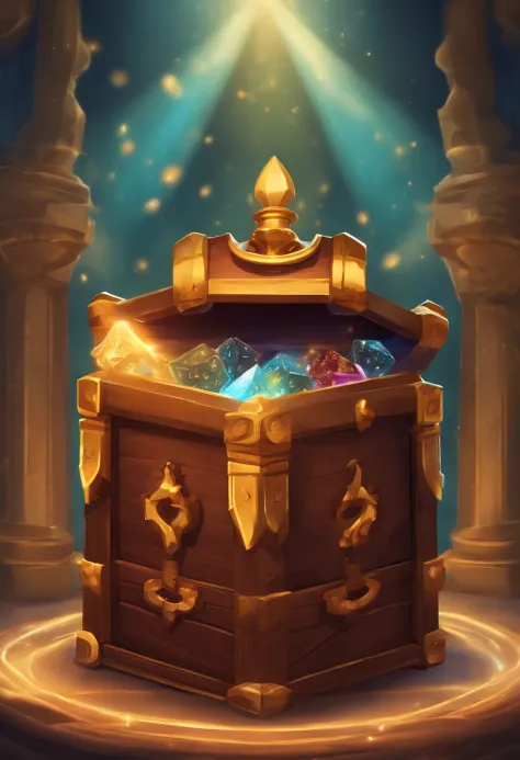 "Magic chests, promotional poster, High-quality image, Minimalism, Plain background"