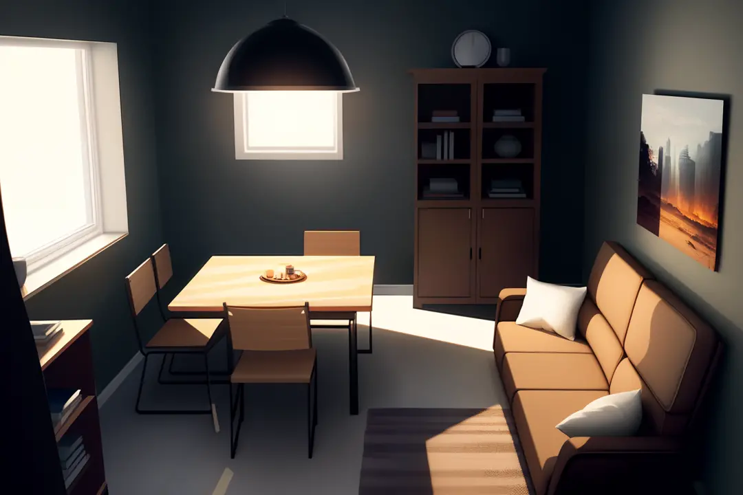 Enclosed space，furniture，dark，Up to one character，illustration