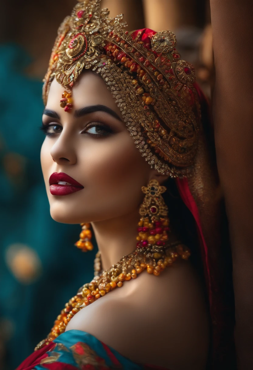 A woman in a traditional indian dress and jewelry - SeaArt AI